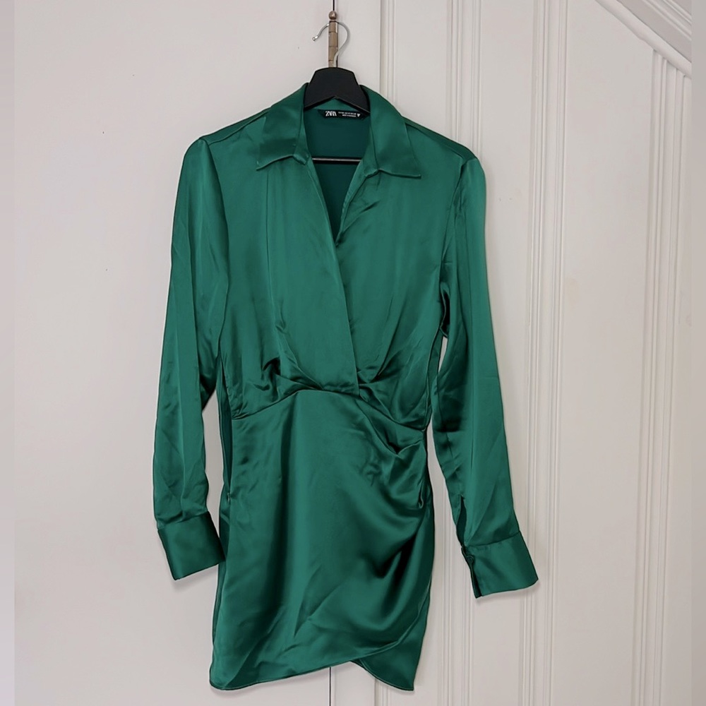 Zara Satin Shirt Dress